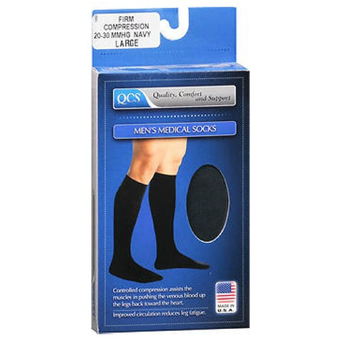 Men's Medical Socks Firm Compression Large Navy 1 Each by Qcs