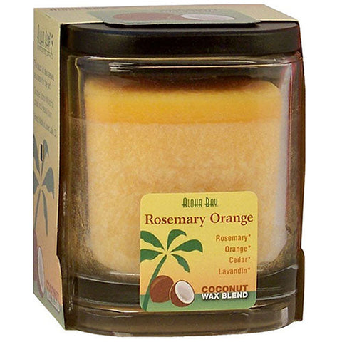 Aloha Bay, Eco Palm Square Jar, Rosemary Orange Peach 8 oz Aloha Bay