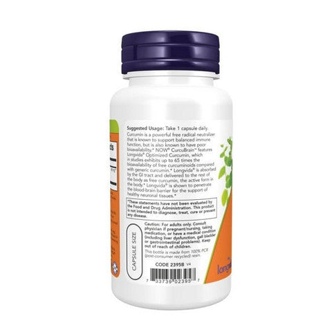 Now Foods, CurcuBrain, 400 mg, 50 Vcaps Now Foods