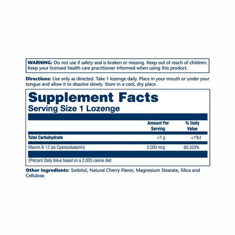 Solaray, Vitamin B-12 Natural Cherry, 2,000 mcg, Cherry 90 Lozenges Solaray