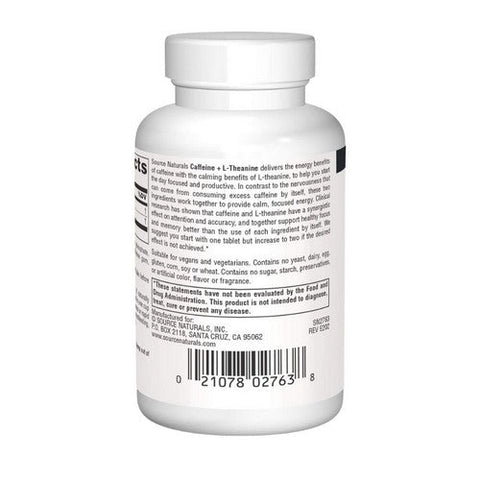 Source Naturals, Caffeine+ L-Theanine, 60 Tabs Source Naturals