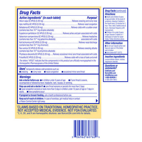 Boiron, Coldcalm, 60 Tabs Boiron