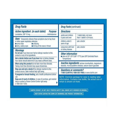 Claritin, Loratadine Antihistamine 24 Hour Allergy, 10 Mg, 30 Tabs Claritin
