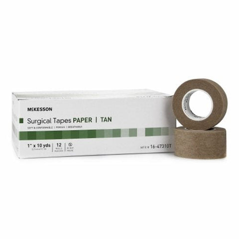 McKesson, Medical Tape McKesson Paper 1 Inch X 10 Yard Tan NonSterile, Box Of 12 McKesson