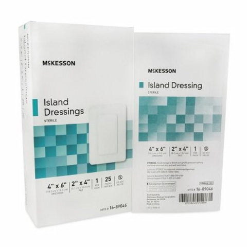 McKesson, Adhesive Dressing McKesson 4 X 6 Inch Polypropylene / Rayon Rectangle White Sterile, Case Of 4 McKesson