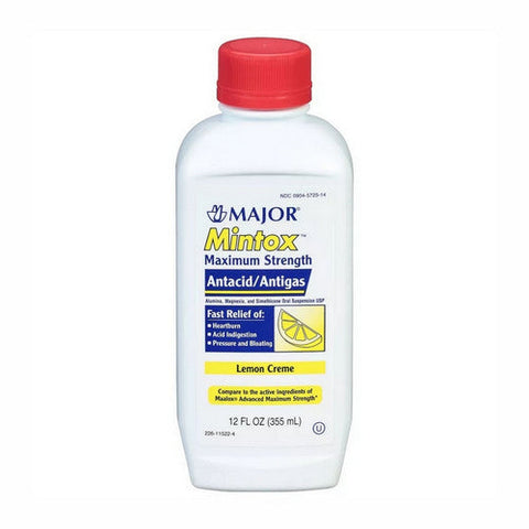 Major Pharmaceuticals, Mintox Maximum Strength Antacid Lemon Creme, 12 Oz Major Pharmaceuticals