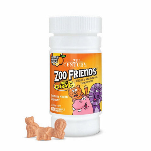 21st Century, Zoo Friends With Extra C Orange, 60 Chewable Tabs 21st Century