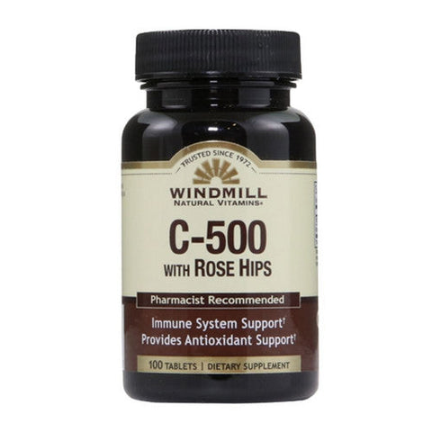 Windmill Health, Vitamin C Rose Hips, 500mg, 100 Tabs Windmill Health