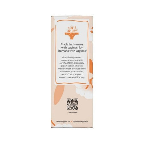 The Honey Pot, Regular 100% Organically Grown Cotton BPA Free Plastic Applicator Tampons, 18 Count The Honey Pot