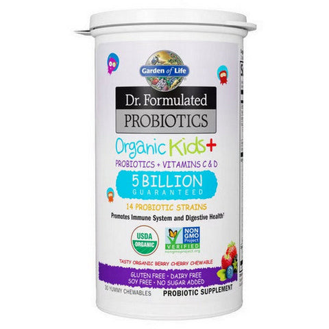 Garden of Life, Dr. Formulated Probiotics Organic Kids Plus Berry Cherry, 30 Chewable Tabs Garden of Life