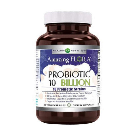 Amazing Nutrition, Amazing Flora Probiotic, 10 Strains 10 Billion, 10 Strains 10 Billion Amazing Nutrition