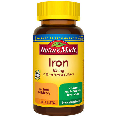 Nature Made, Iron, 65 Mg, 180 Tabs Nature Made