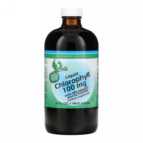 World Organics, Liquid Chlorophyll With Spearmint And Glycerin, 100 Mg, 16 Oz World Organics