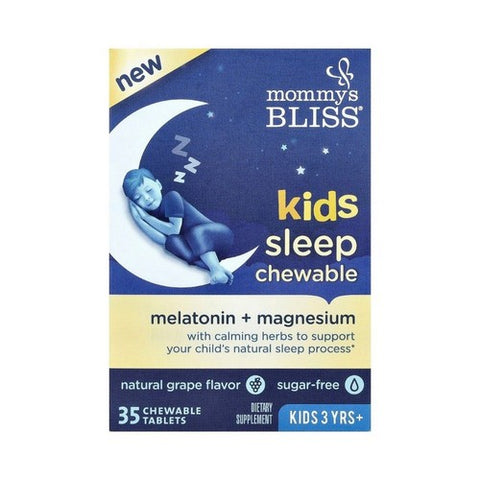 Mommys bliss, Kids Sleep Chewable Melatonin Plus Magnesium 3 Years Plus Natural Grape, 35 Chews Mommys bliss