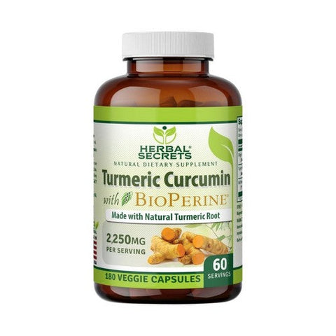 Amazing Nutrition, Herbal Secrets Turmeric Curcumin With BioPerine, 2250 Mg, 180 Veg Caps Amazing Nutrition