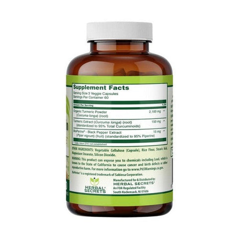 Amazing Nutrition, Herbal Secrets Turmeric Curcumin With BioPerine, 2250 Mg, 180 Veg Caps Amazing Nutrition
