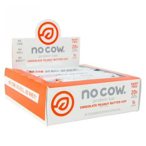No Cow Bar, Protein Bars Chocolate Peanut Butter Cup, 12 Count No Cow Bar
