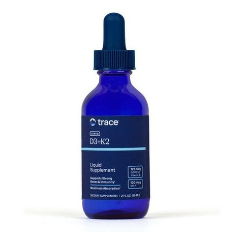 Trace Minerals, Ionic D3 + K2 Unflavored, 125 mcg, 2 Oz Trace Minerals