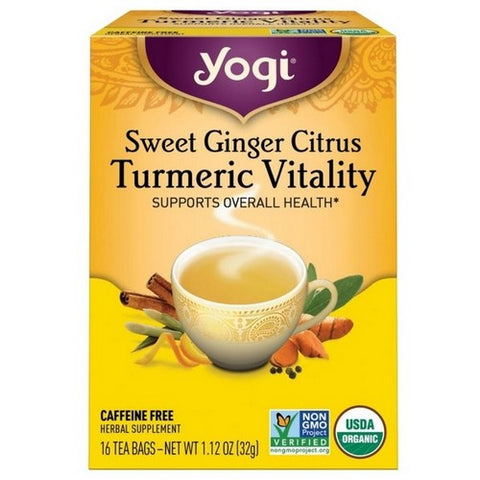 Yogi, Organic Sweet Ginger Vitality Tumeric Tea, 16 Bags (Case of 6) Yogi