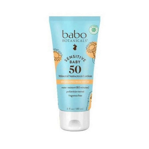 Babo Botanicals, Sensitive Baby Face Mineral Sunscreen Lotion Spf 50, 3 Oz Babo Botanicals