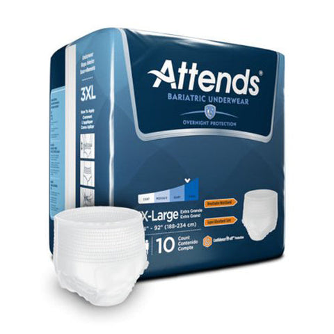 Attends, Absorbent Underwear 3X-Large, Pack Of 10 Attends