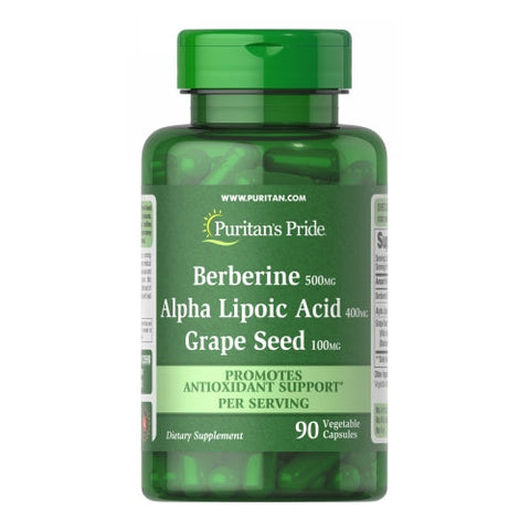 Puritan's Pride, Berberine Alpha Lipoic Acid Grape Seed, 90 Vegi Caps Puritan's Pride