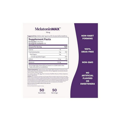 Natrol, MelatoninMax Sleep Blueberry, 10 Mg, 50 Gummies Natrol