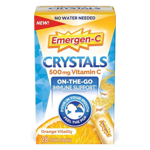 Emergen-C, Crystals Vitamin C Stick Packs Orange Vitality, 500 Mg, 28 Count