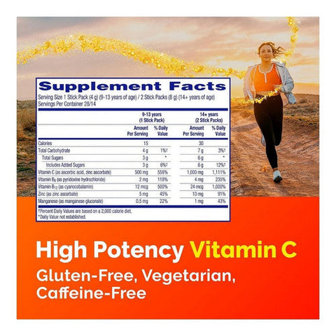 Emergen-C, Crystals Vitamin C Stick Packs Orange Vitality, 500 Mg, 28 Count