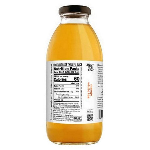 Just Ice Tea, Organic Mango White Tea, 16 Oz(Case Of 12) Just Ice Tea