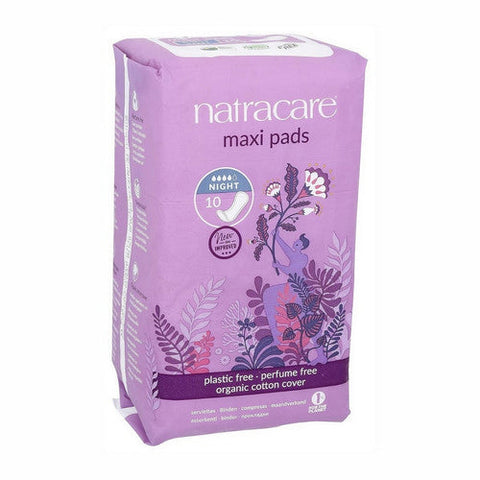 Natracare, Organic Cotton Maxi Pads Night Time, 10 Count Natracare