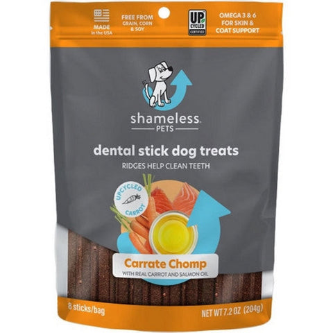 Shameless Pets, Shameless Dog Dental Sticks, 7.2 Oz, Carrot/Salmon Shameless Pets