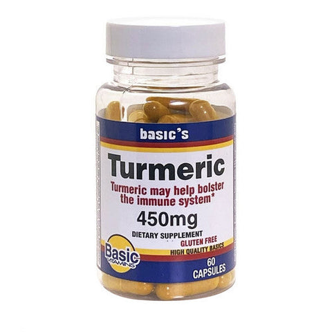 Basic Vitamins, Turmeric, 450 Mg, 60 Capsules Basic Vitamins