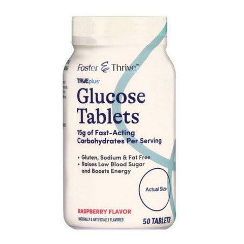 Foster And Thrive, Trueplus Glucose Raspberry, 50 Tablets Foster And Thrive