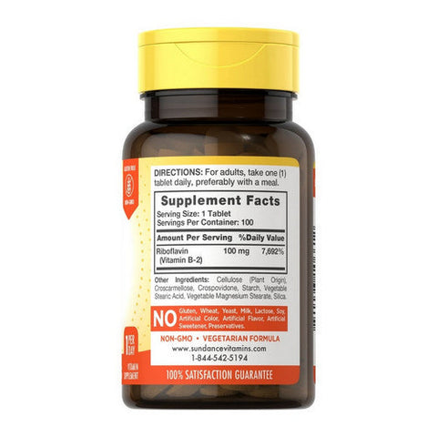 Sundance, Vitamin B-2, 100 Mg, 100 Tablets Sundance