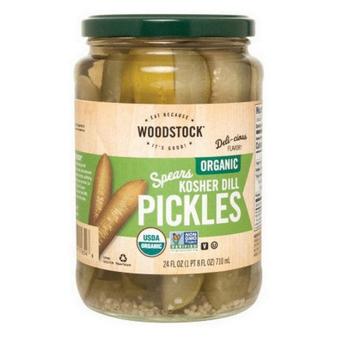 Woodstock, Organic Kosher Dill Pickle Spears, 24 Oz (Case Of 6) Woodstock