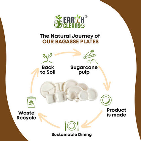 Earth Cleanse, 10" Round 3 Compartment Round Bagasse Plate Premium, 750 Pack Earth Cleanse