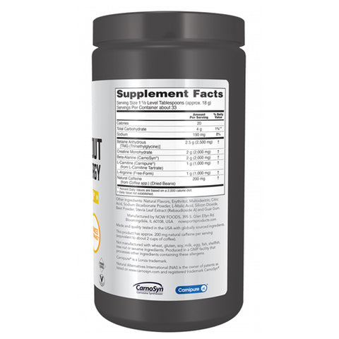 Now Foods, Pre-Workout Advanced Energy Powder, 600 Grams Now Foods