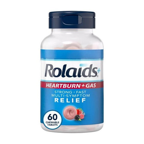 Rolaids, Digestive Heartburn Plus Gas Chewable, 60 Count Rolaids