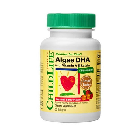 Child Life Essentials, Algae Dha With Vitamin A And Lutein Chewable Natural Berry, 60 Softgels Child Life Essentials