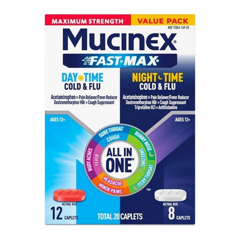 Mucinex, Fast Max Day And Night Cold & Flu, 20 Caps Mucinex