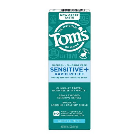 Fluoride-Free Rapid Relief Sensitive Gentle Mint Natural Toothpaste 4.5 Oz by Tom's Of Maine