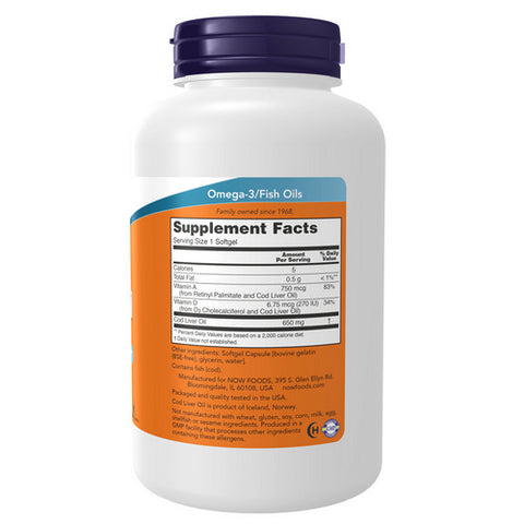 Now Foods, Cod Liver Oil, 650 Mg, 250 Softgels Now Foods