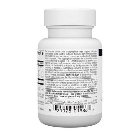 Source Naturals, L-Tryptophan, 500 mg, 30 Tabs Source Naturals