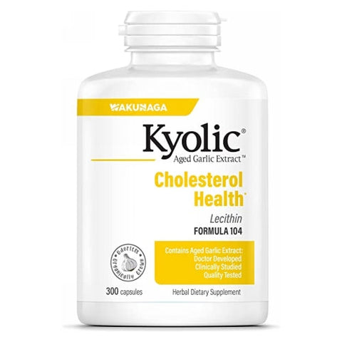 Kyolic, Aged Garlic Extract Cholesterol Health With Lecithin Formula 104, 300 Caps Kyolic