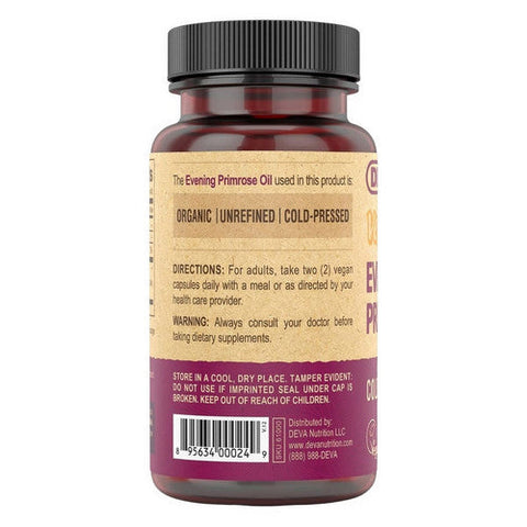 Deva Vegan Vitamins, Vegan Evening Primrose Oil, 90 Vcaps Deva Vegan Vitamins