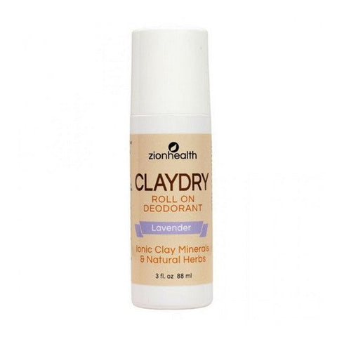 Zion Health, Claydry Roll-On Natural Deodorant Lavender, 3 Oz Zion Health