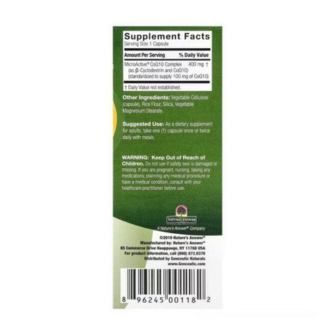 Genceutic Naturals, 24Hr. Microactive COQ10, 100 Mg, 60 Veg Caps Genceutic Naturals