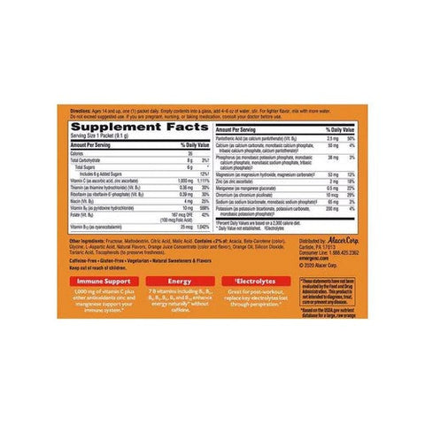 Emergen-C, Daily Immune Support Vitamin C Fizzy Drink Mix Raspberry, 1000 mg, Pack Of 10 Emergen-C