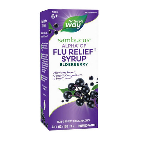 Sambucus Flu Relief Elderberry Syrup 4 oz by Nature's Way